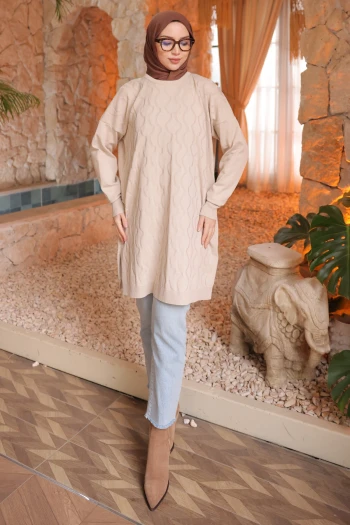 Taş Soğuk İplik Merserize Triko Tunik