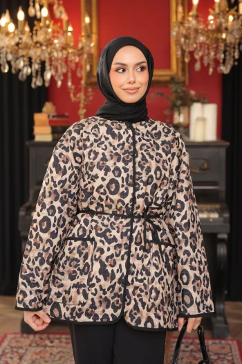 Vizon Desenli Çıtçıtlı Ceket
