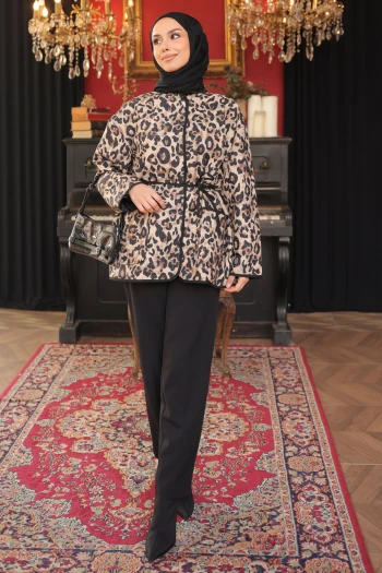 Vizon Desenli Çıtçıtlı Ceket