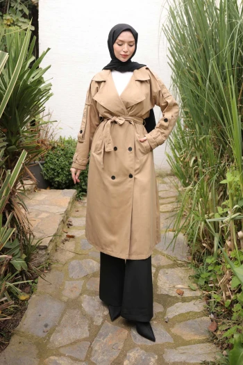 Vizon Kruvaze Yaka Astarlı Trençkot