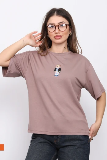Vizon Nakışlı Modal Kısa Kol  T-Shirt