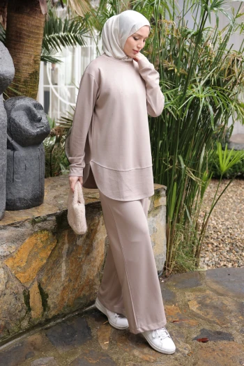 Vizon Ön Detaylı Tunik Pantolonlu Modal Takım