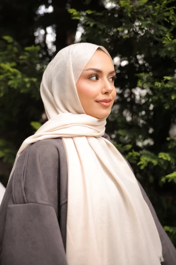 Bej İpekhan Pamuk Jakarlı Şal