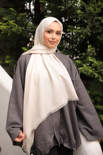 Bej İpekhan Pamuk Jakarlı Şal