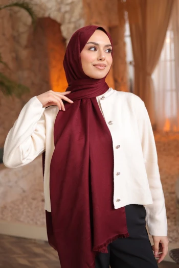 Bordo İpekhan Pamuk Jakarlı Şal