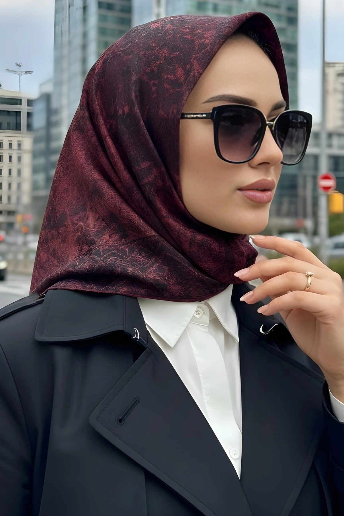 Bordo İpekhan Soft Dijital Pamuklu Eşarp