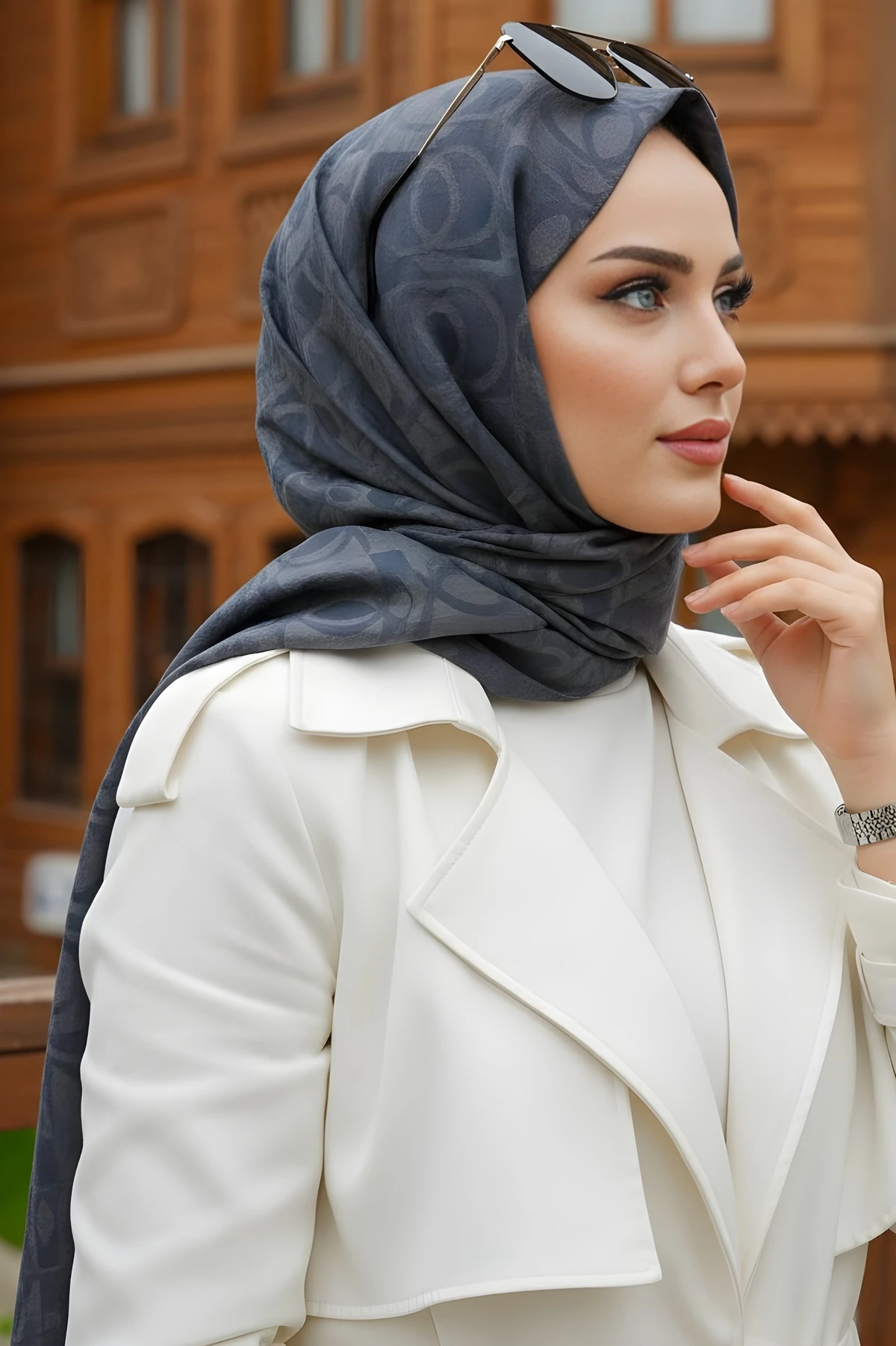 Füme İpekhan Sedef Desenli Şal