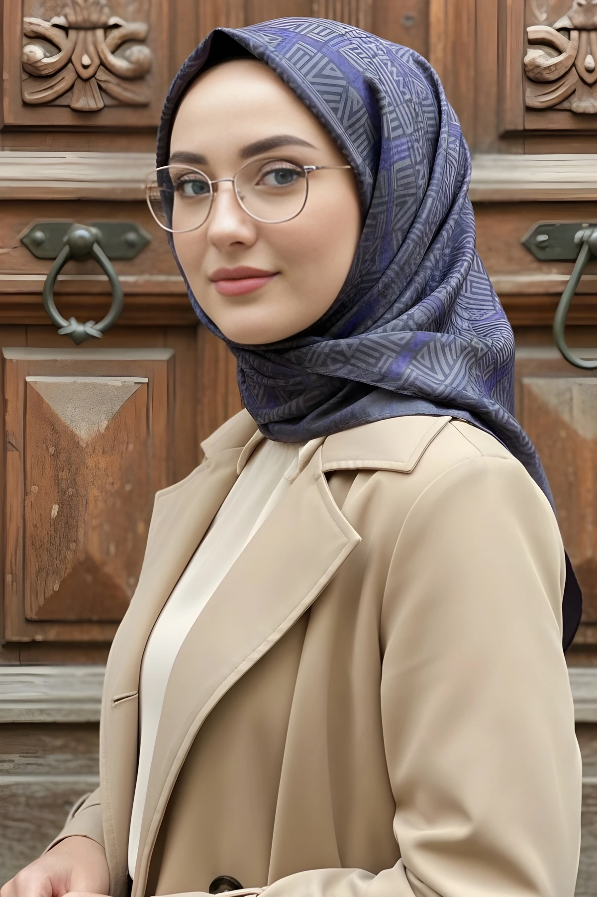 Füme Mor Silk Home Soft Dijital Pamuklu Eşarp