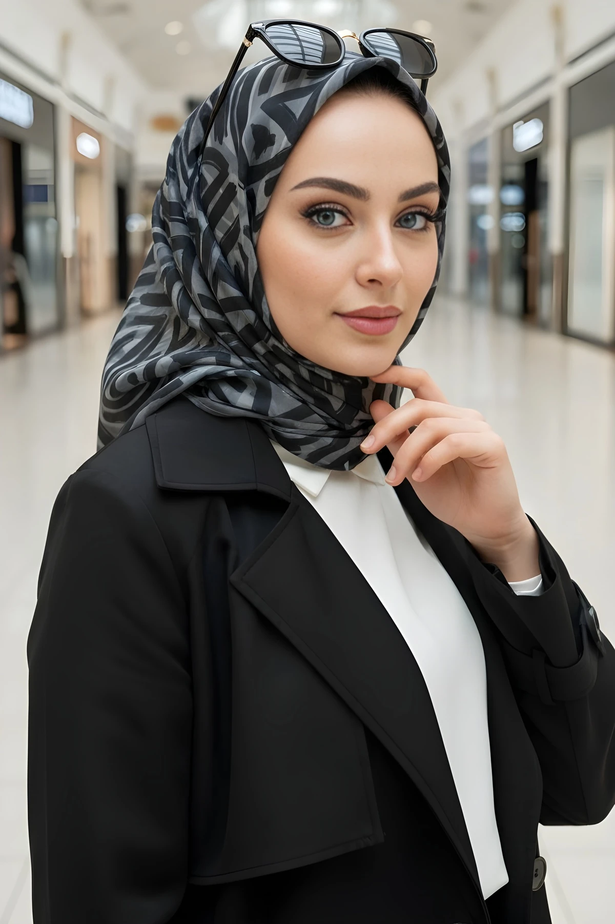 Füme Silk Home Soft Dijital Pamuklu Eşarp