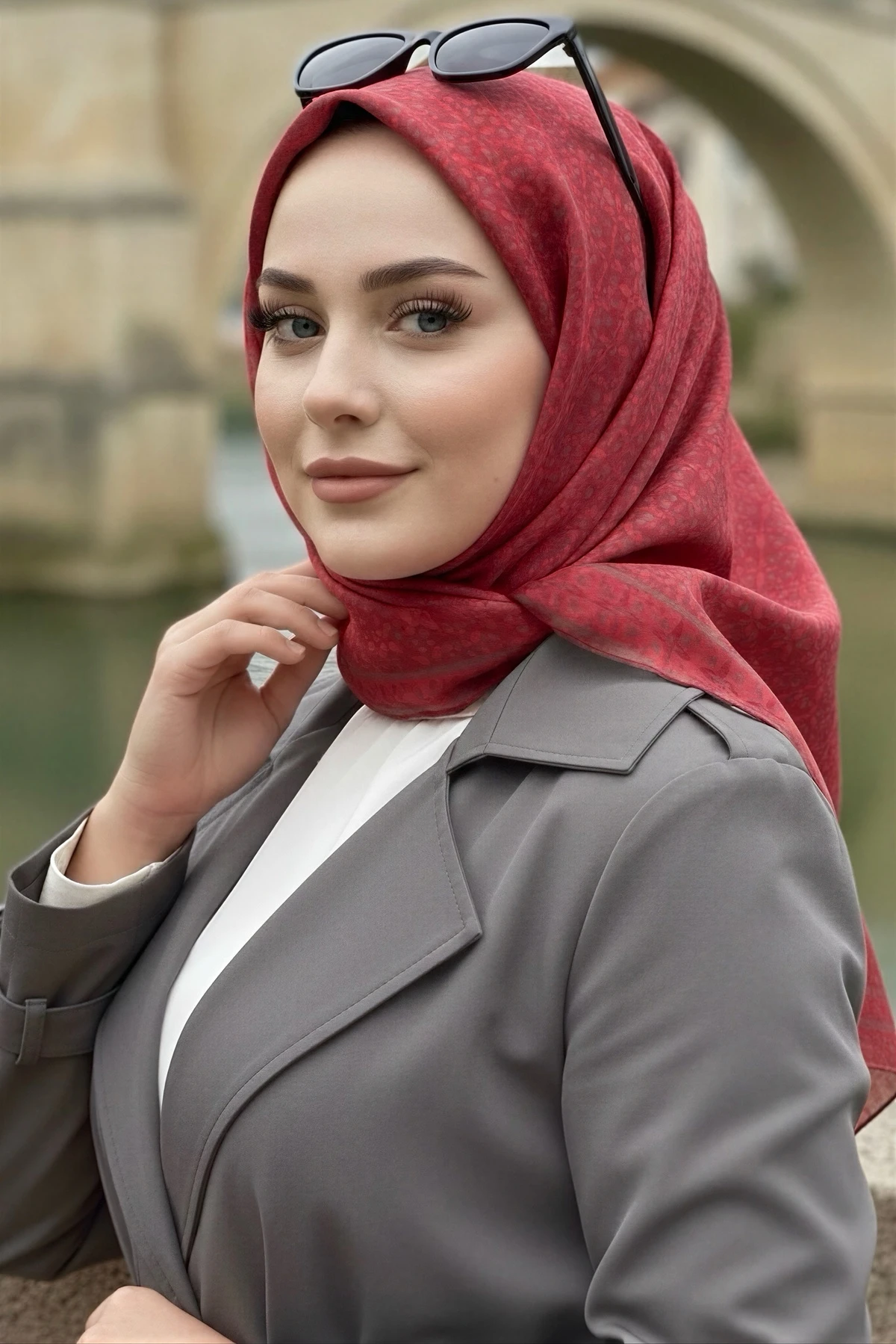 Fuşya Soft Dijital Pamuklu Eşarp