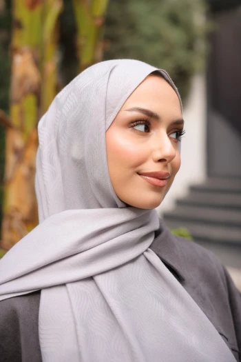 Gri İpekhan Pamuk Jakarlı Şal