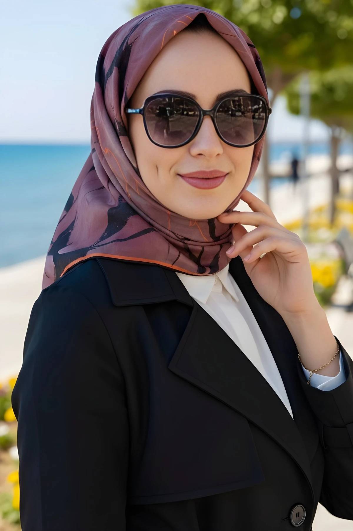 Gül Kurusu Soft Dijital Pamuklu Eşarp