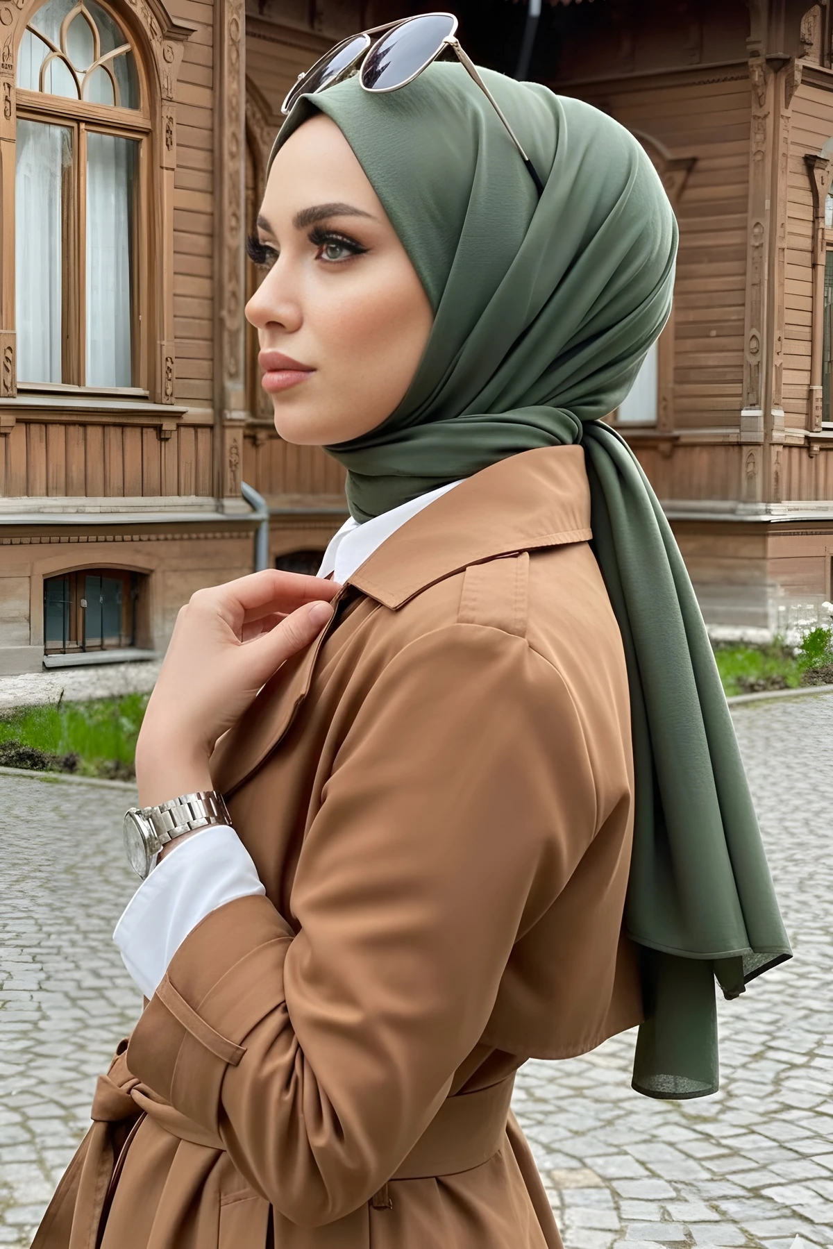 Haki Cazz Scarf Penye Şal