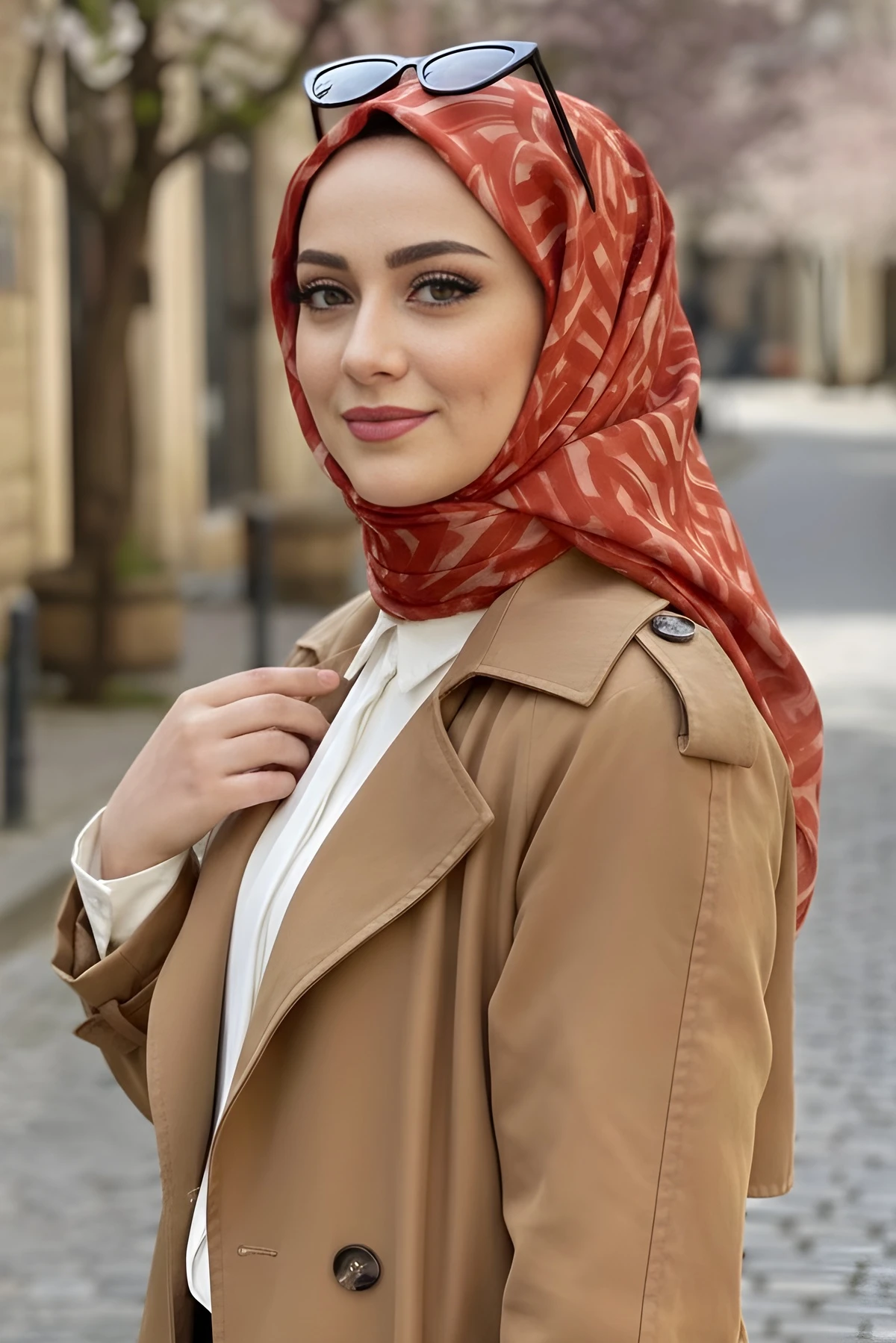 Kızıl Turuncu Soft Dijital Pamuklu Eşarp