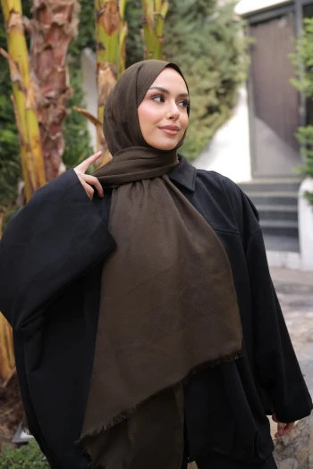 Koyu Haki İpekhan Pamuk Jakarlı Şal