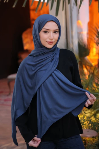 Lacivert Cazz Scarf Penye Şal