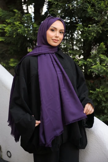Mor İpekhan Pamuk Jakarlı Şal