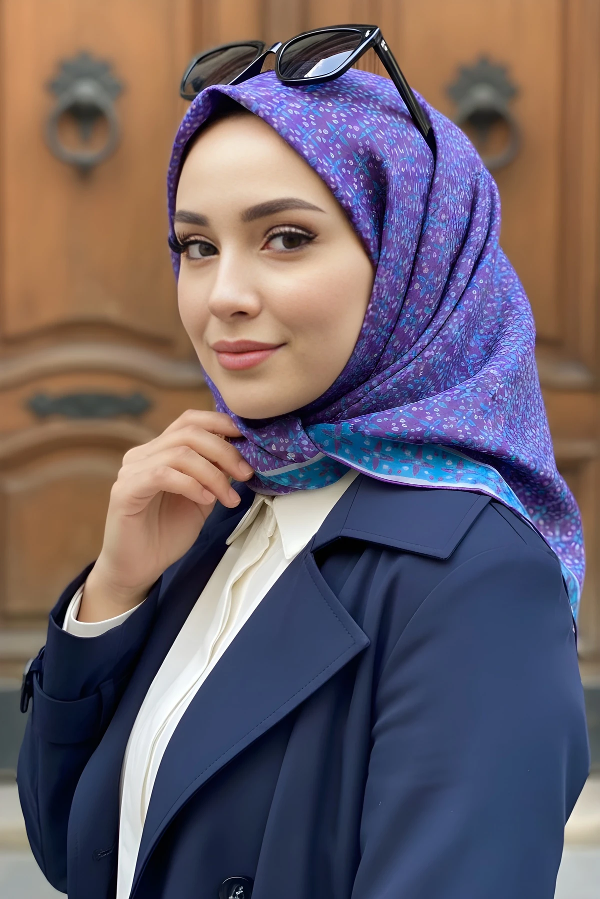 Mor Soft Dijital Pamuklu Eşarp