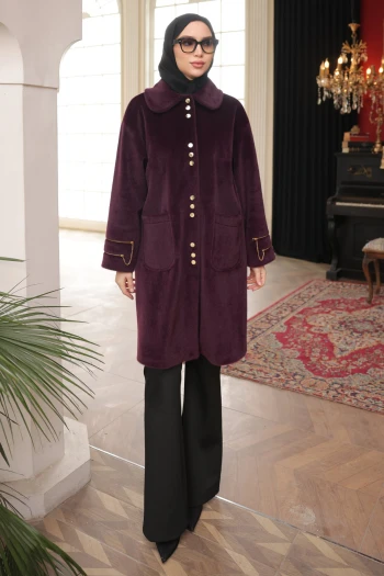 Mürdüm Cepli Düğmeli Angora Kaban