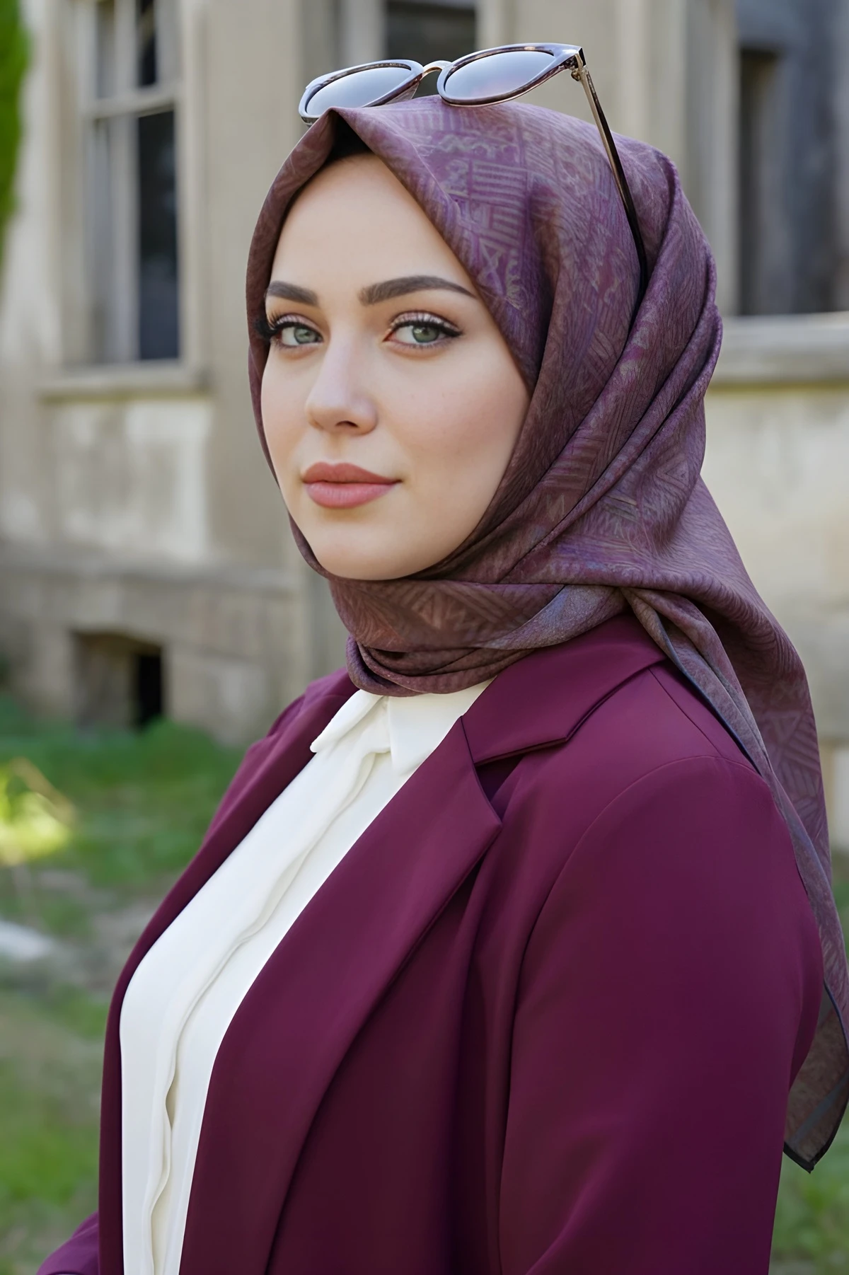 Mürdüm Silk Home Soft Dijital Pamuklu Eşarp