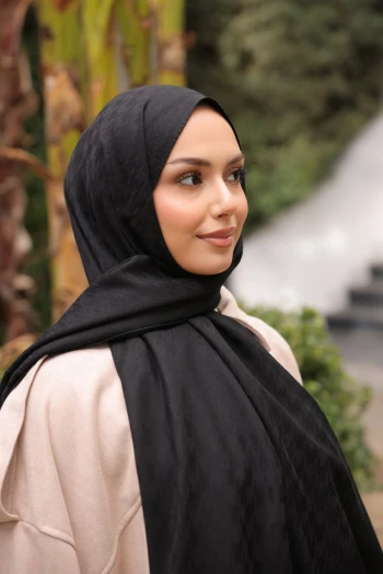 Siyah İpekhan Pamuk Jakarlı Şal