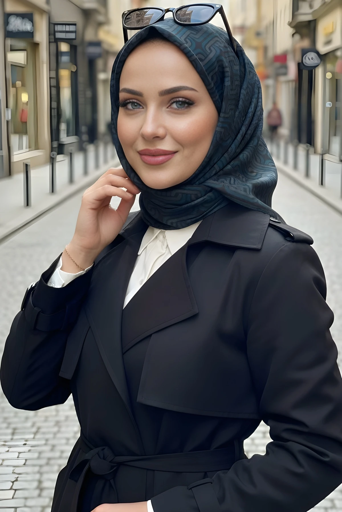 Siyah Soft Dijital Pamuklu Eşarp