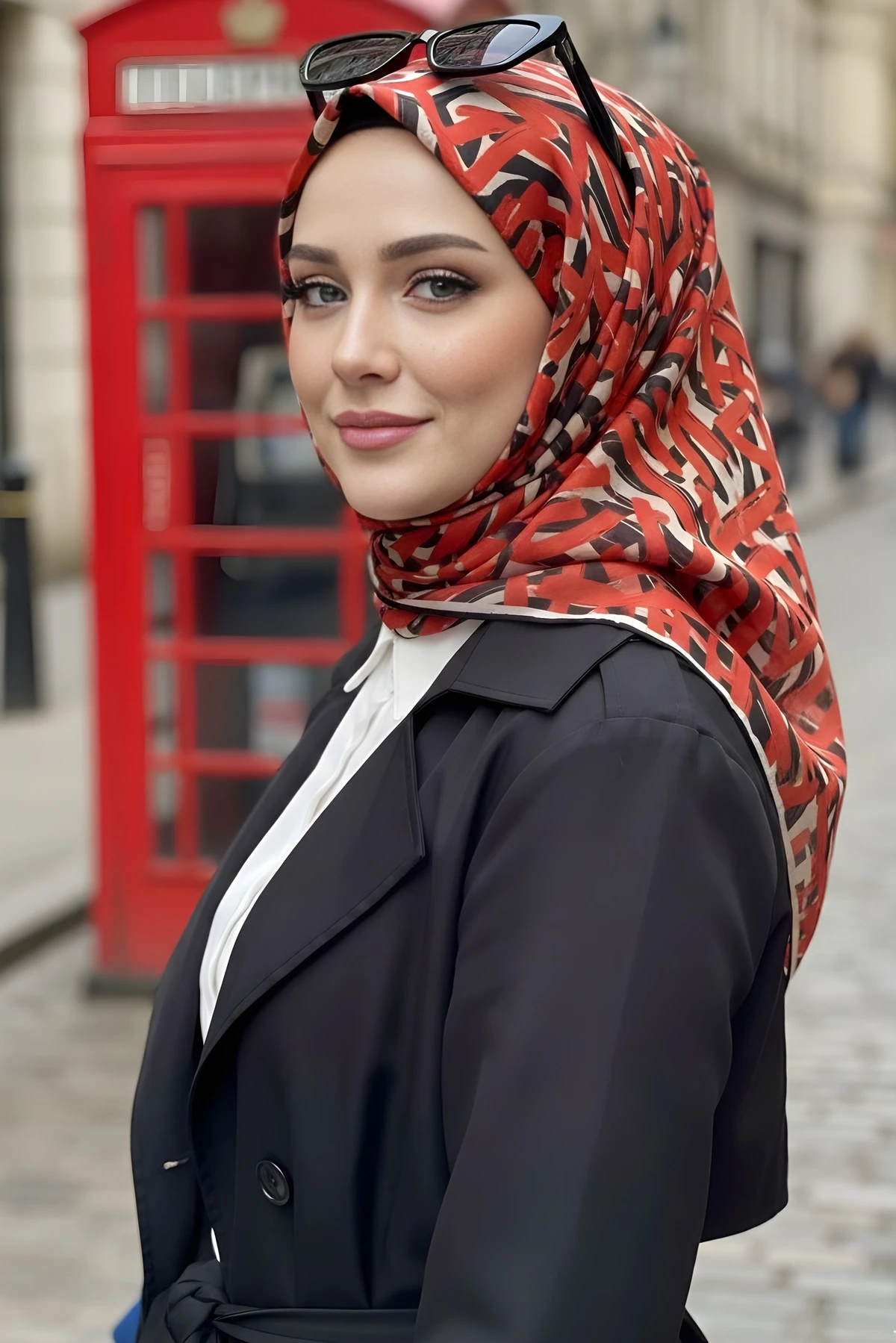 Siyah/Kırmızı Silk Home Soft Dijital Pamuklu Eşarp