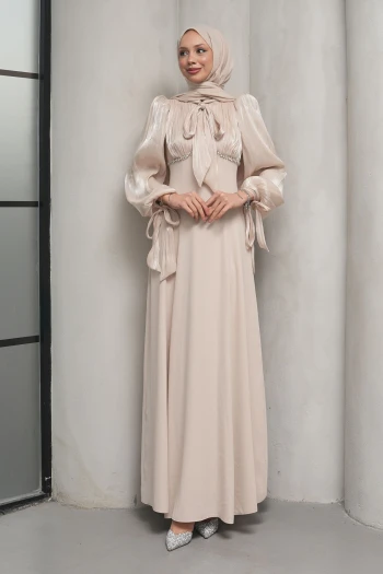 Taş Balon Kol Taş Detaylı Abiye