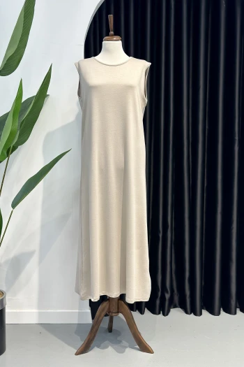 Taş Bisiklet Yaka Kolsuz İçlik Elbise