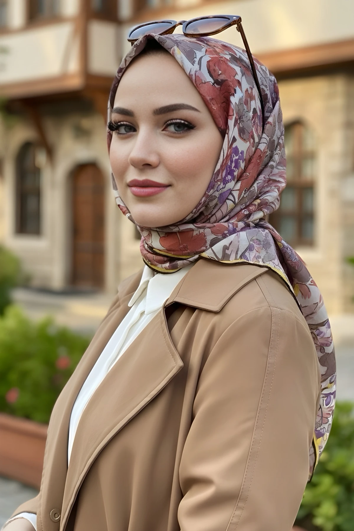 Vizon Silk Home Soft Dijital Pamuklu Eşarp