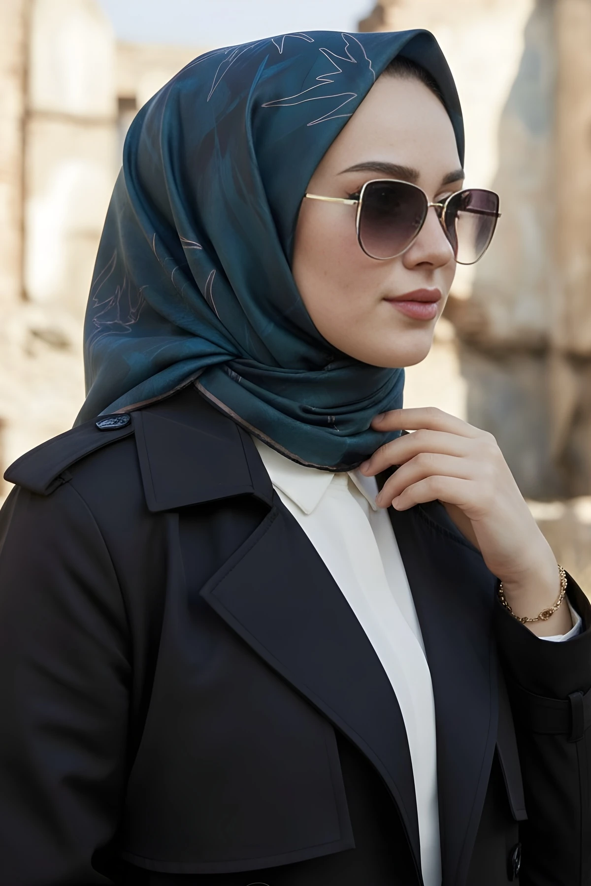 Zümrüt Yeşili Soft Dijital Pamuklu Eşarp