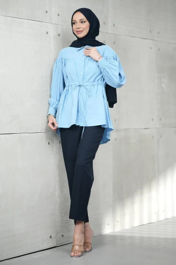 Bebe Mavi Bel Bağlamalı Modal Salaş Tunik