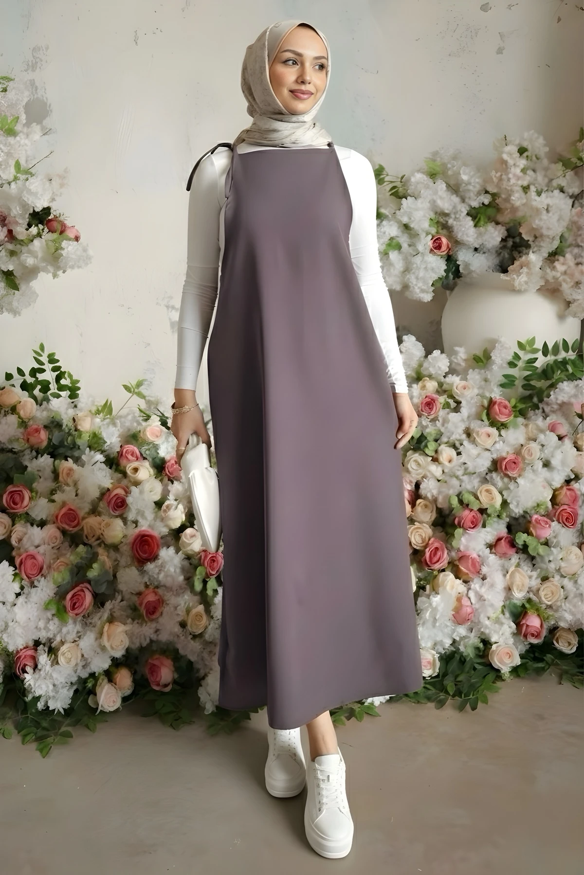 Füme İp Askılı Jile Elbise