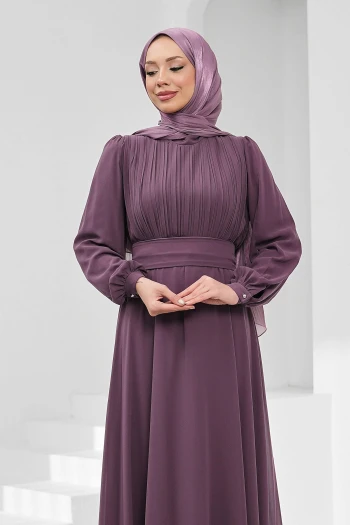 Gül Kurusu Büyük Beden Ön Piliseli Abiye