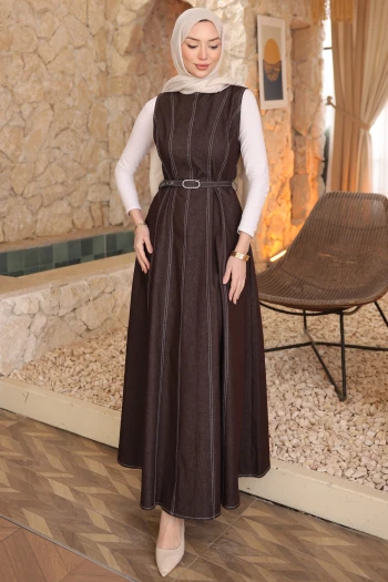 Kahverengi Kemerli Cepli Kot Jile