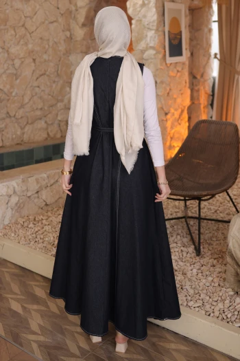 Lacivert Kemerli Cepli Kot Jile