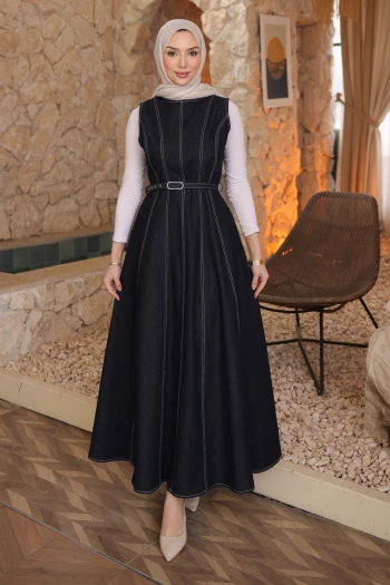 Lacivert Kemerli Cepli Kot Jile