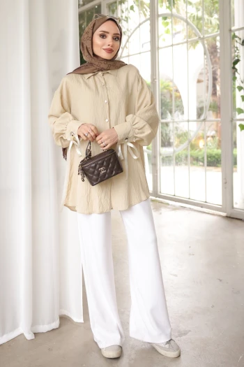 Taş Kol Bağlamalı Gömlek