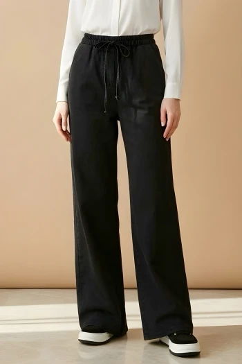 Antrasit Bel Lastikli Palazzo Kot Pantolon