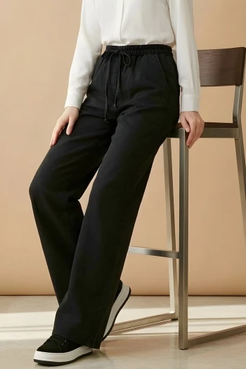 Antrasit Bel Lastikli Palazzo Kot Pantolon