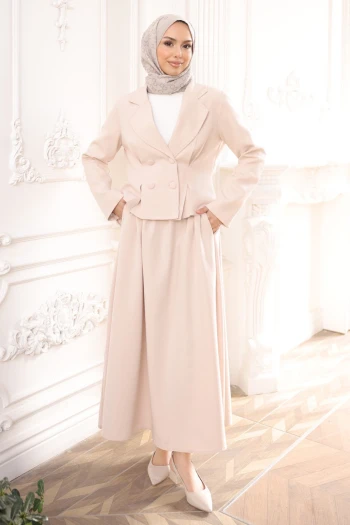 Bej Ceket Etekli Takım