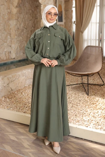 Haki Ceket Etekli Takım