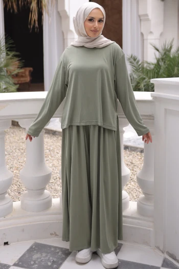 Haki Sweat Pantolonlu Modal Takım