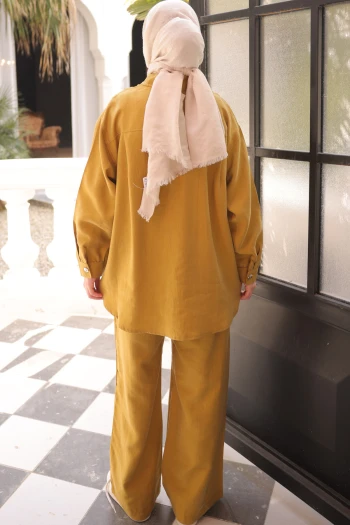 Hardal Cepli Tunik Pantolonlu Tensel Takım