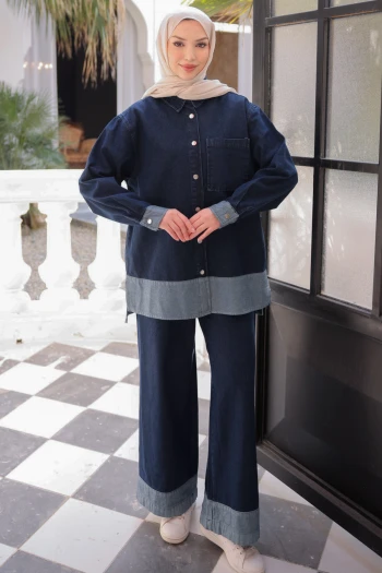 Lacivert Ceket Pantolonlu Kot Takım