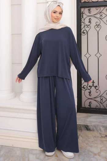 Lacivert Sweat Pantolonlu Modal Takım