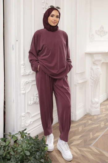 Mürdüm Tunik Pantolonlu Takım