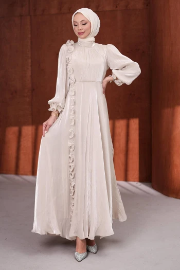 Taş Bel Kemerli Fırfırlı Janjan Abiye