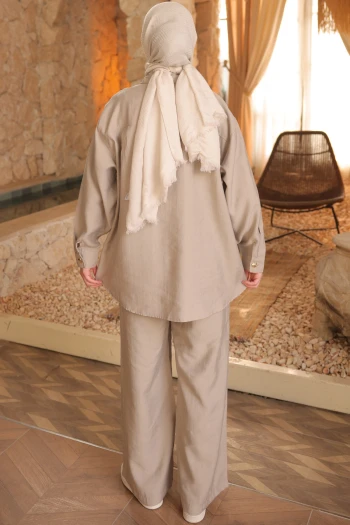 Taş Cepli Tunik Pantolonlu Tensel Takım