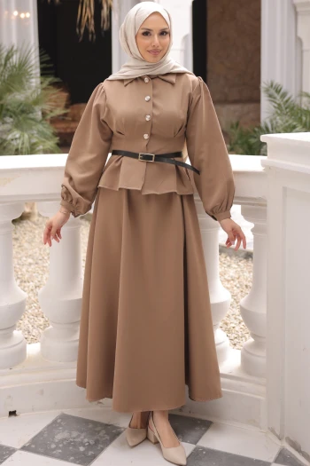 Vizon Bel Pens Dikişli Dabıl Gömlek Etekli Takım